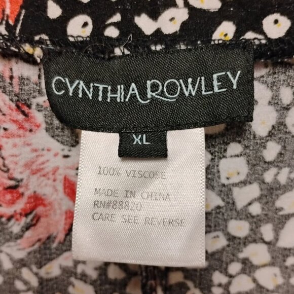 Cynthia Rowley Floral Capri Black Pants Pockets Sleep Bottoms Women's Size XL - Picture 6 of 8